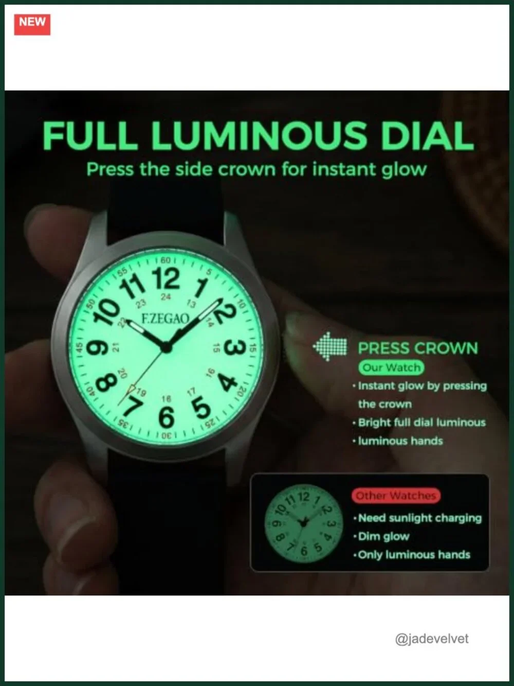 Nurse Watch Waterproof Analog 24 Hour Military Time Luminous Second Hand